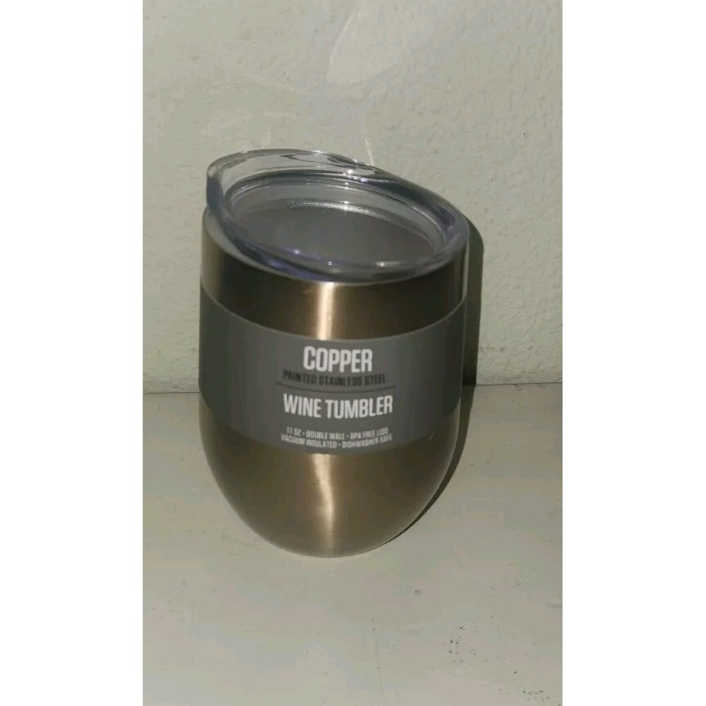 11oz Wine Tumbler Lid Double Wall Stainless Steel Insulated Wine Glass Copper